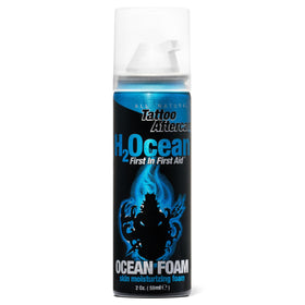 H2Ocean Ocean Foam tattoo aftercare bottle showing breathable seal.