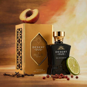 H HABIBI Desert Oud gift box highlights premium gifting presentation.