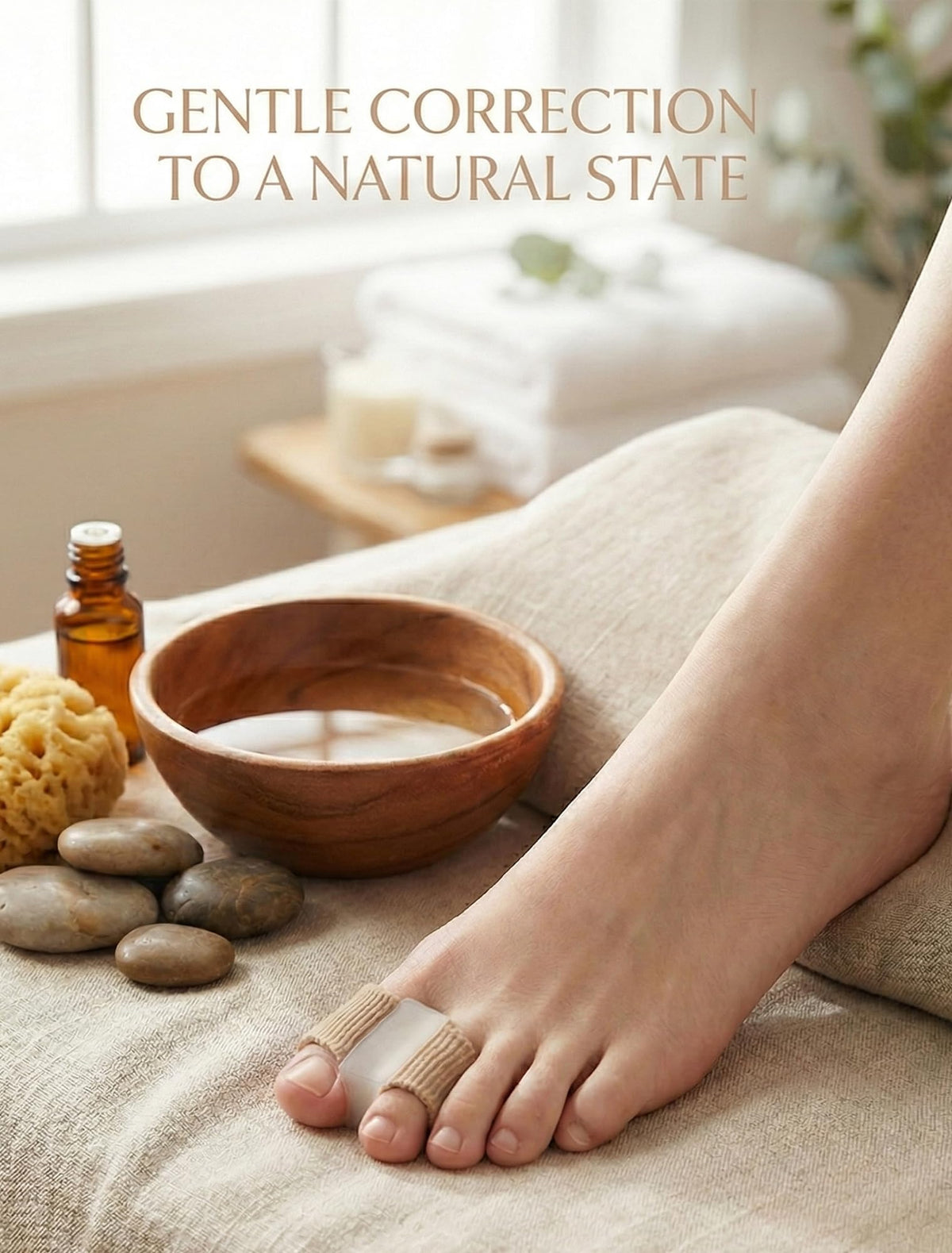 Habioer bunion-corrector wearable day and night demonstrates subtle toe alignment.