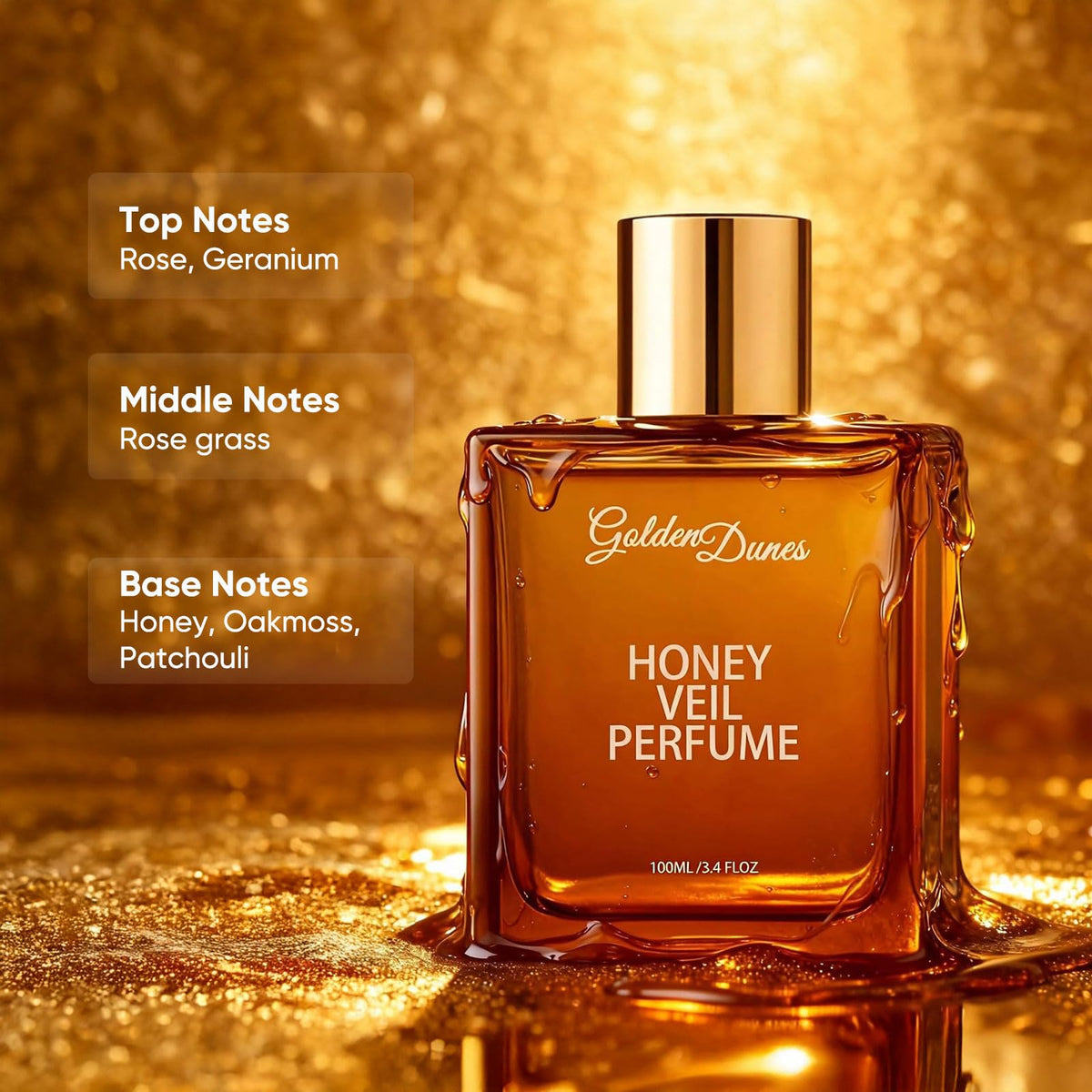 HABOHUSE Golden Dunes Honey Veil cap shows premium detail for a refined fragrance ritual
