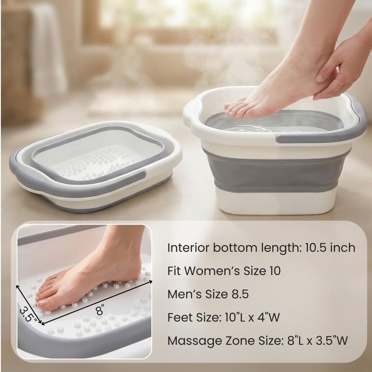 Hacaroa foot bath tub made from durable PP and TPR for long-lasting use.