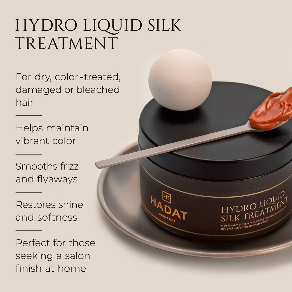 HADAT Liquid Silk Treatment applied on damp hair for deep conditioning
