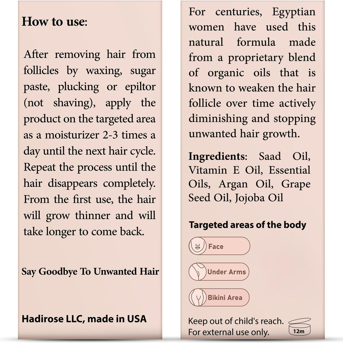 Hadirose unscented formula bottle offers fragrance-free option for sensitive skin