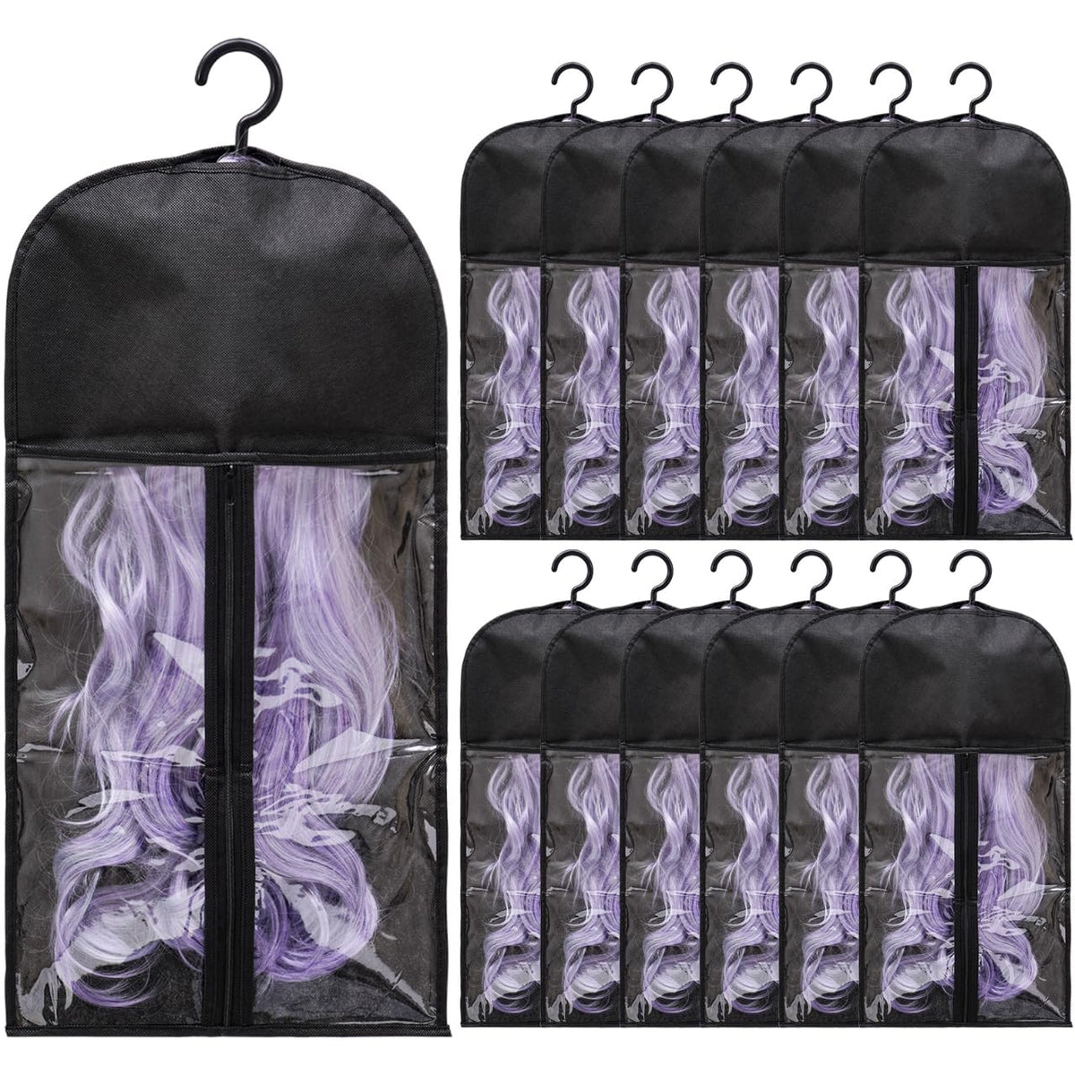 Hadwoer hair extension storage bag front view keeps wigs organized and protected.