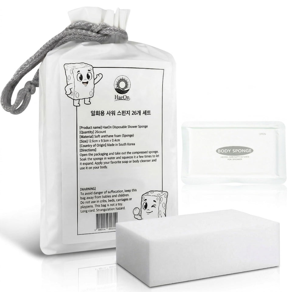 HaeOn disposable shower sponge 26-pack for hotel and travel cleaning