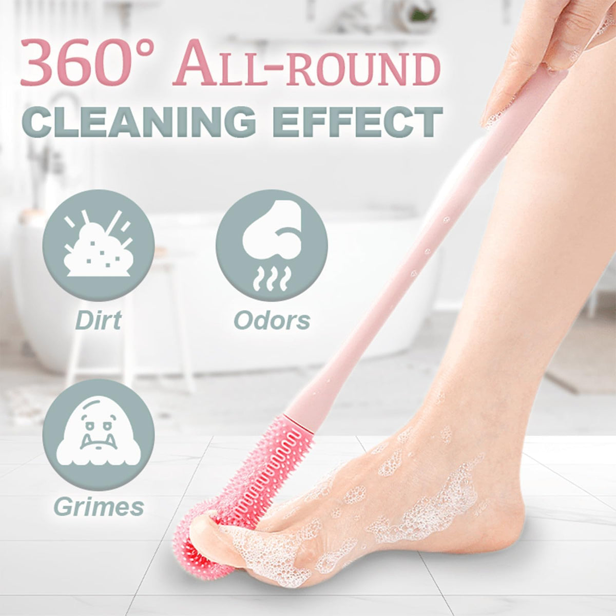 HAFRILY toe cleaner feature helps remove dirt between toes during showers
