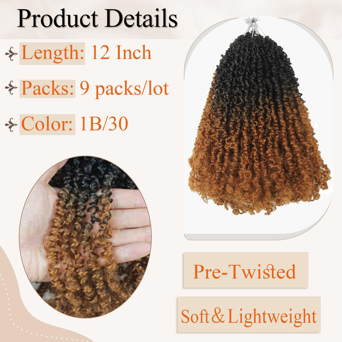 Haftaluv Yanky Twist close-up pre-looped mini twists with soft realistic texture