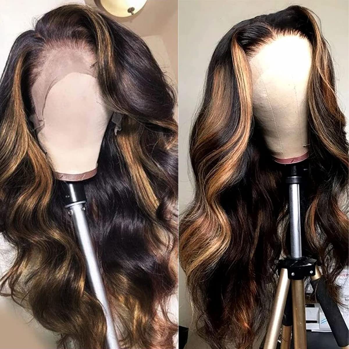Haha balayage honey blonde lace front wig with body wave for versatile styling.