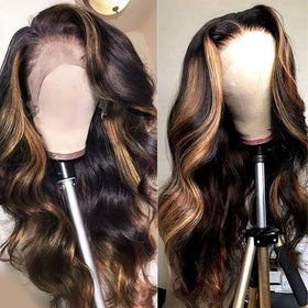 Haha balayage honey blonde lace front wig with body wave for versatile styling.