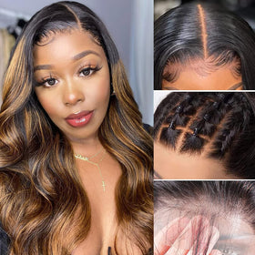 Haha pre-plucked baby-hair closure wig provides a natural-looking hairline.