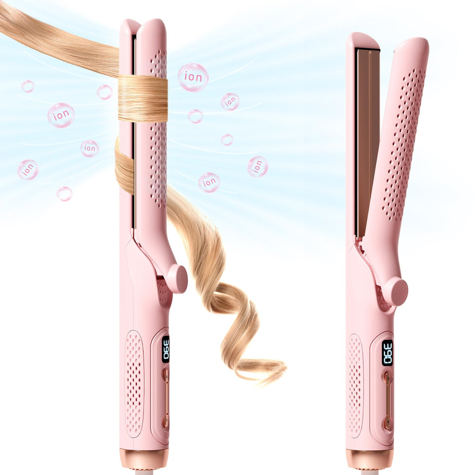 Hahahope 2-in-1 straightener and curling wand with 1.25 inch plate for smooth styles
