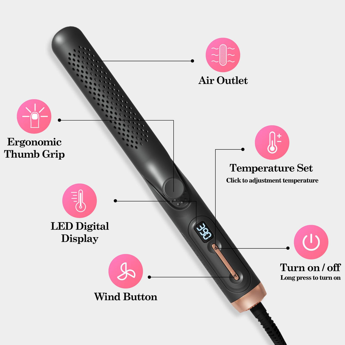 Hahahope 2-meter swivel cord enables flexible styling