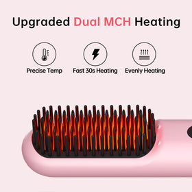 Hahahope straightening brush pink with 9 heat settings for versatile looks