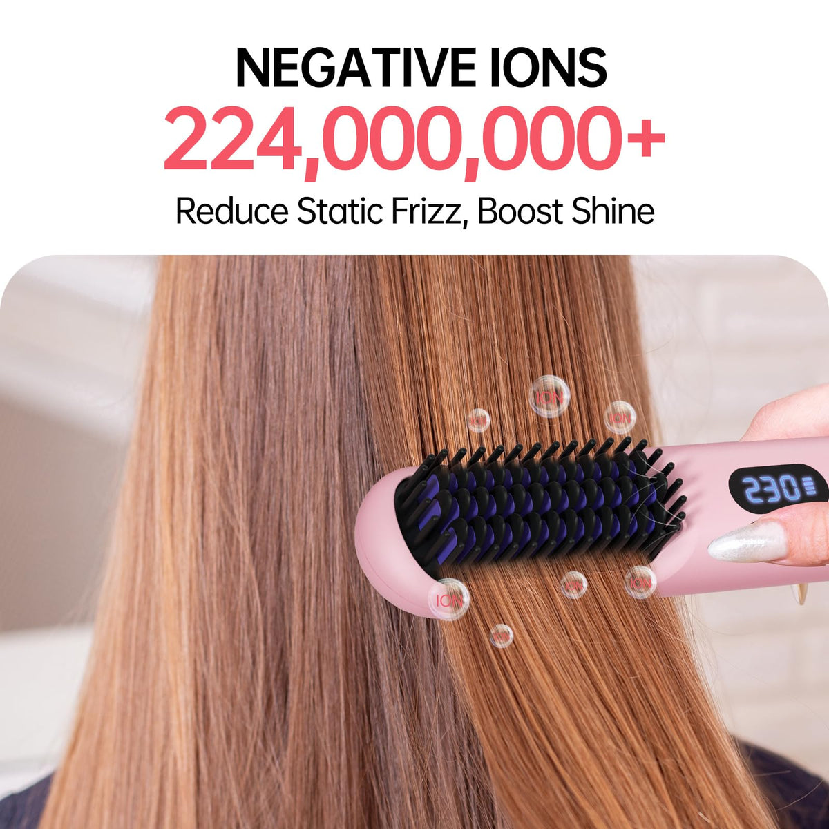 Hahahope cordless straightener brush pink battery pack detail