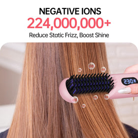 Hahahope cordless straightener brush pink battery pack detail