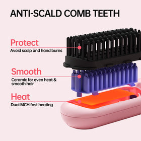 Hahahope pink straightener brush nano-ceramic coating for smooth finish