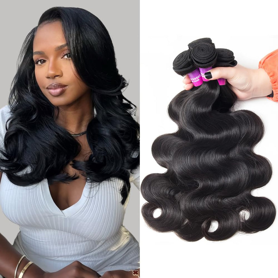 Hailriss 12A body wave bundle 12 inch close-up showing natural blend for everyday wear