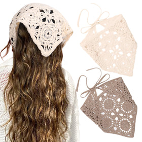 HAIMEIKANG Crochet Hair Bandana Floral White keeps hair tidy for daily wear