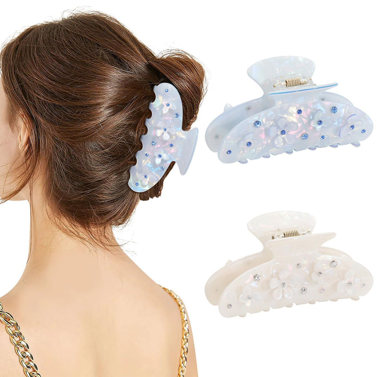 HAIMEIKANG large clip in hair demonstrating strong hold on thick hair.