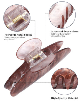HAIMEIKANG marble brown hair clip close-up, durable texture and design.
