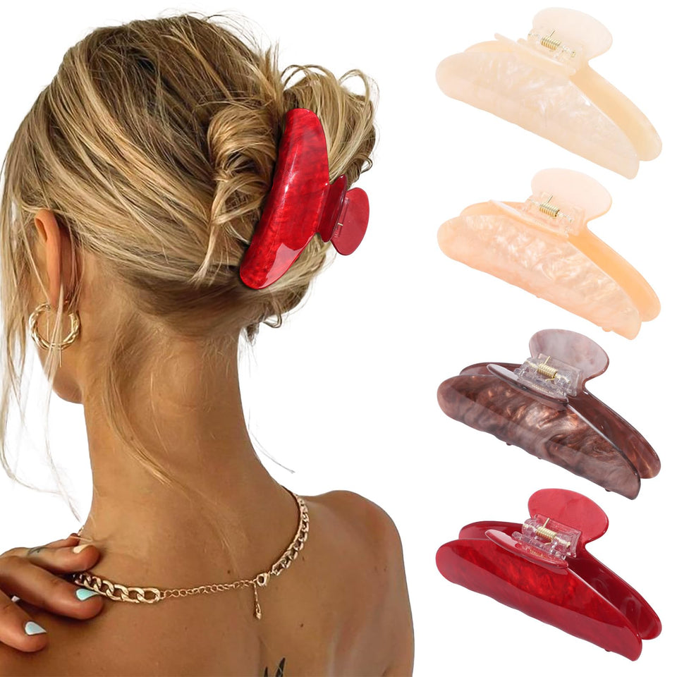 HAIMEIKANG marble pink hair clip close-up, strong grip for thick hair.