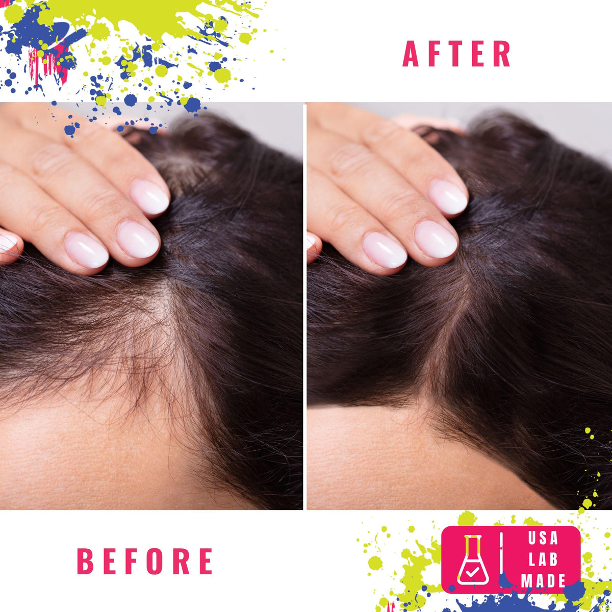 Hair Candy Hair Growth Serum label close-up emphasizing USA-made quality