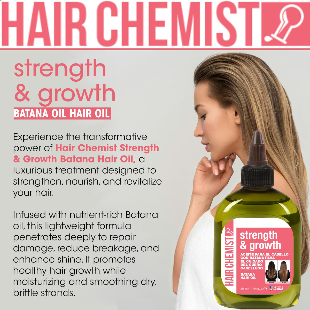 Hair Chemist Batana Conditioner detangling close-up demonstrating smoothing effect.