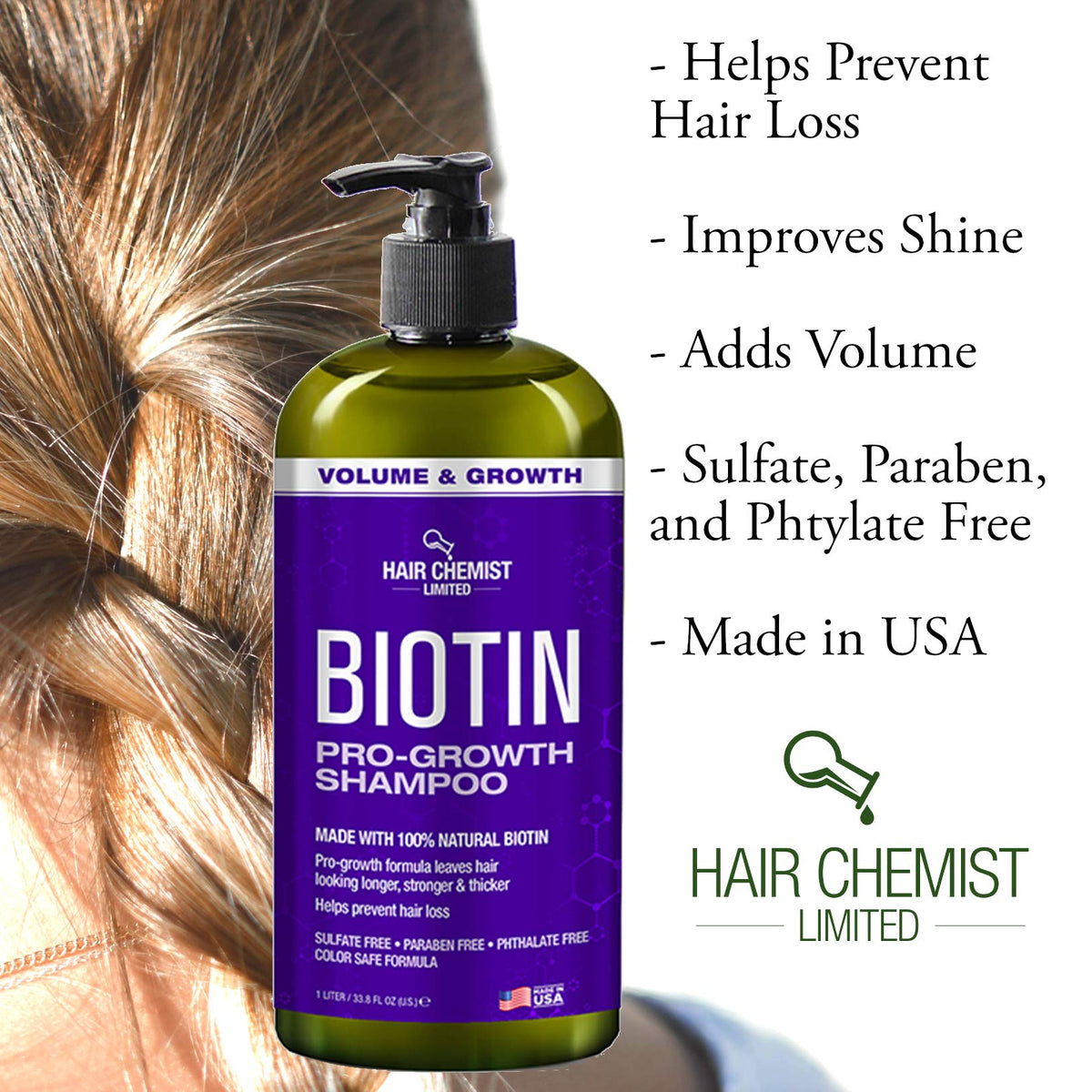 Foam-lather closeup of Hair Chemist Biotin Pro-Growth Shampoo cleansing scalp