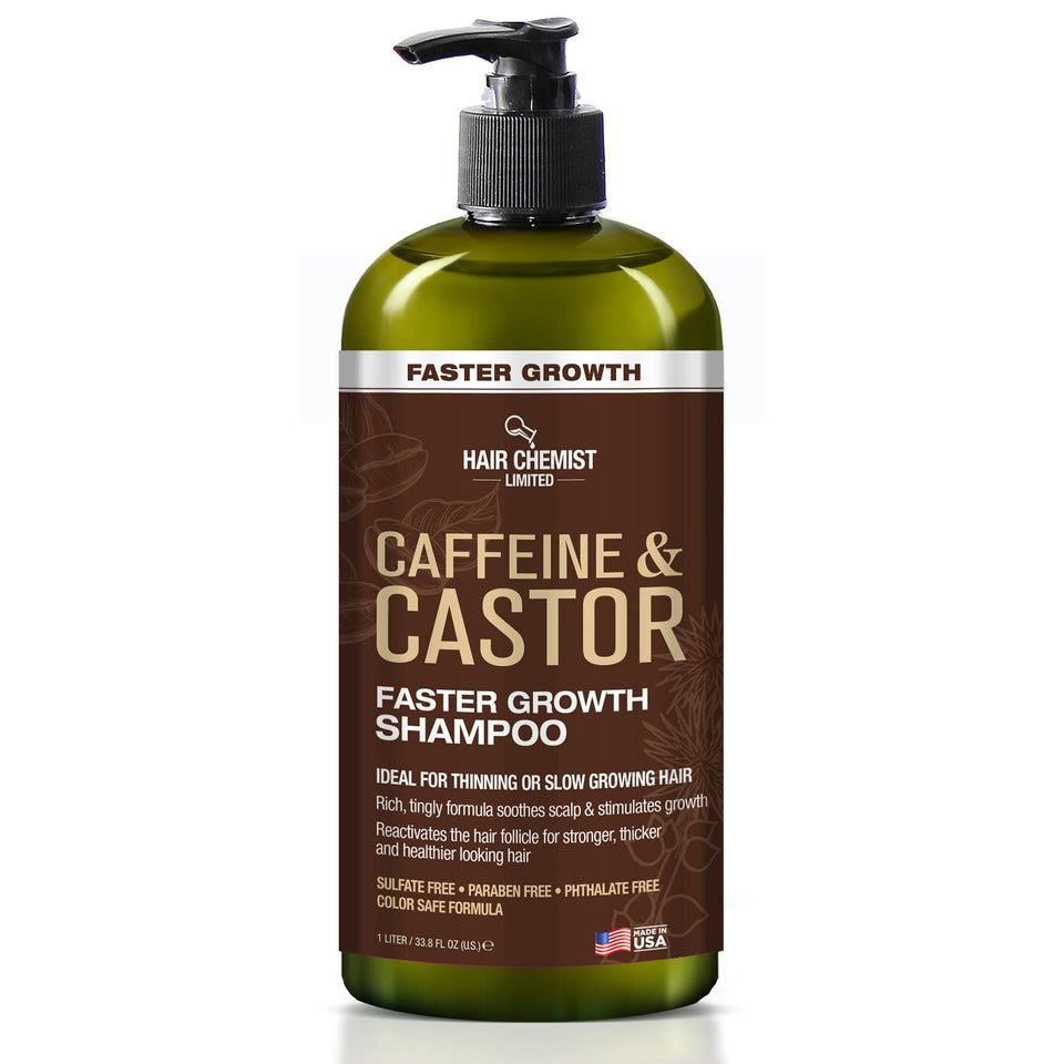 Hair Chemist caffeine and castor shampoo bottle pump for easy application