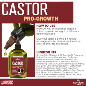 Hair Chemist Pro-Growth castor oil bottle in hand for daily care