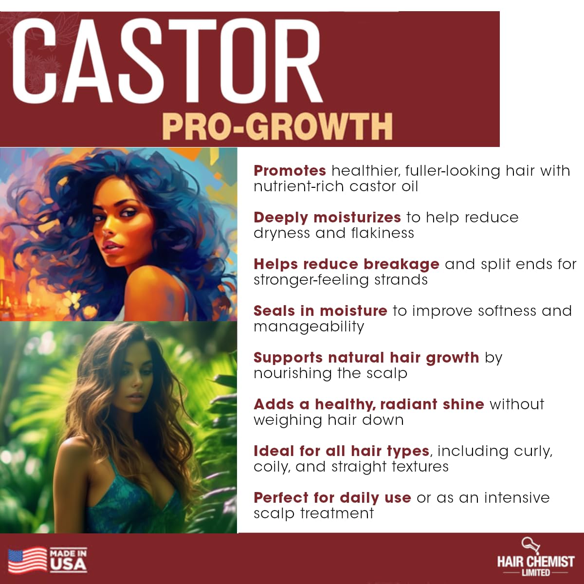 Hair Chemist Pro-Growth castor oil on scalp for nourishment routine