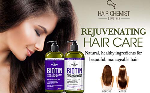 Hair Chemist Pro-Growth Conditioner bottle highlights fortifying biotin for fuller strands