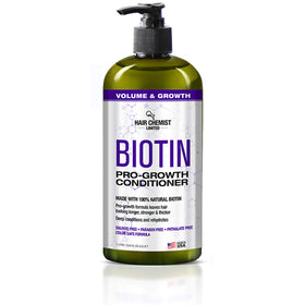 Hair Chemist Shampoo label closeup highlights biotin and sulfate-free formula
