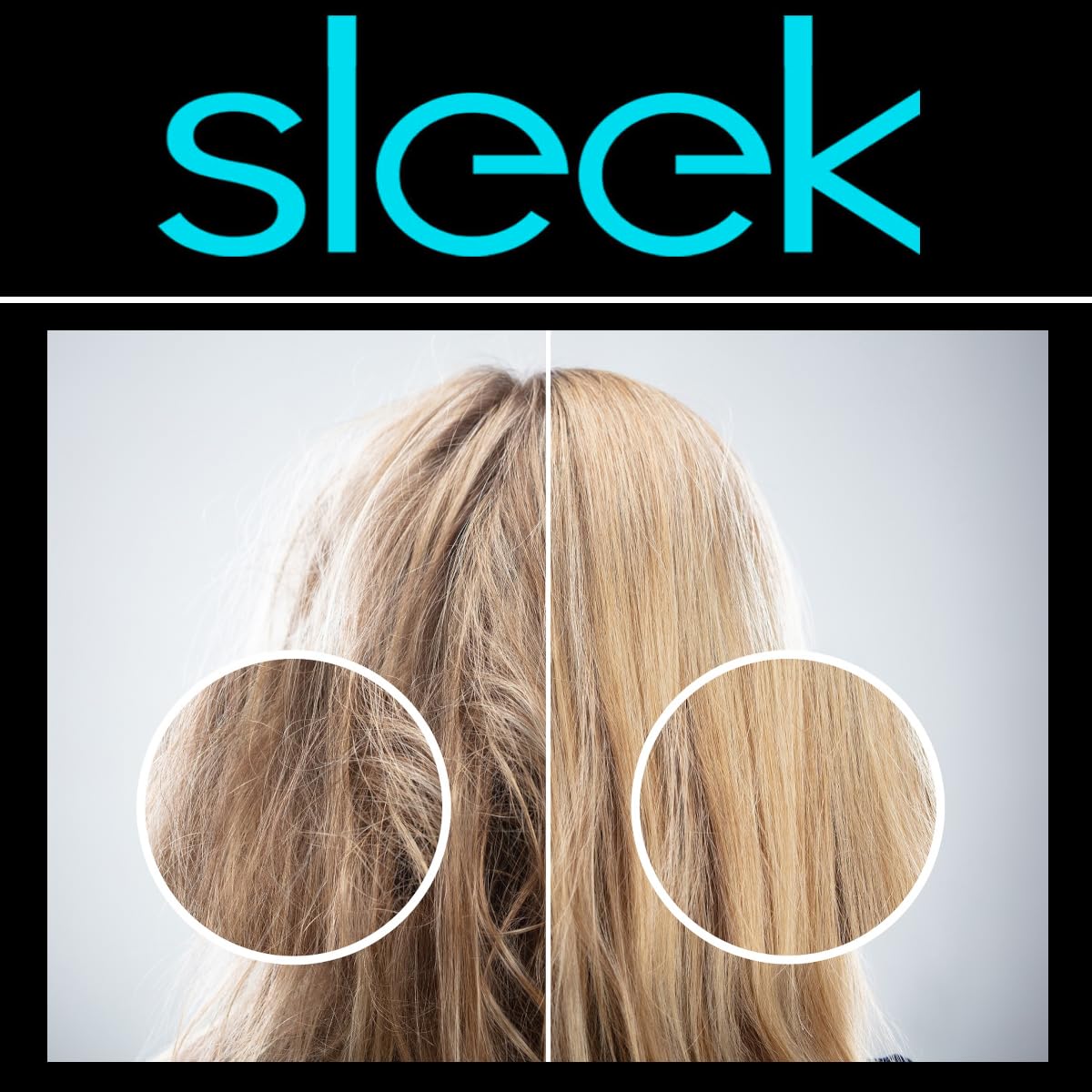 Close-up of Hair Chemist Sleek conditioner label showing straightening and moisture benefits