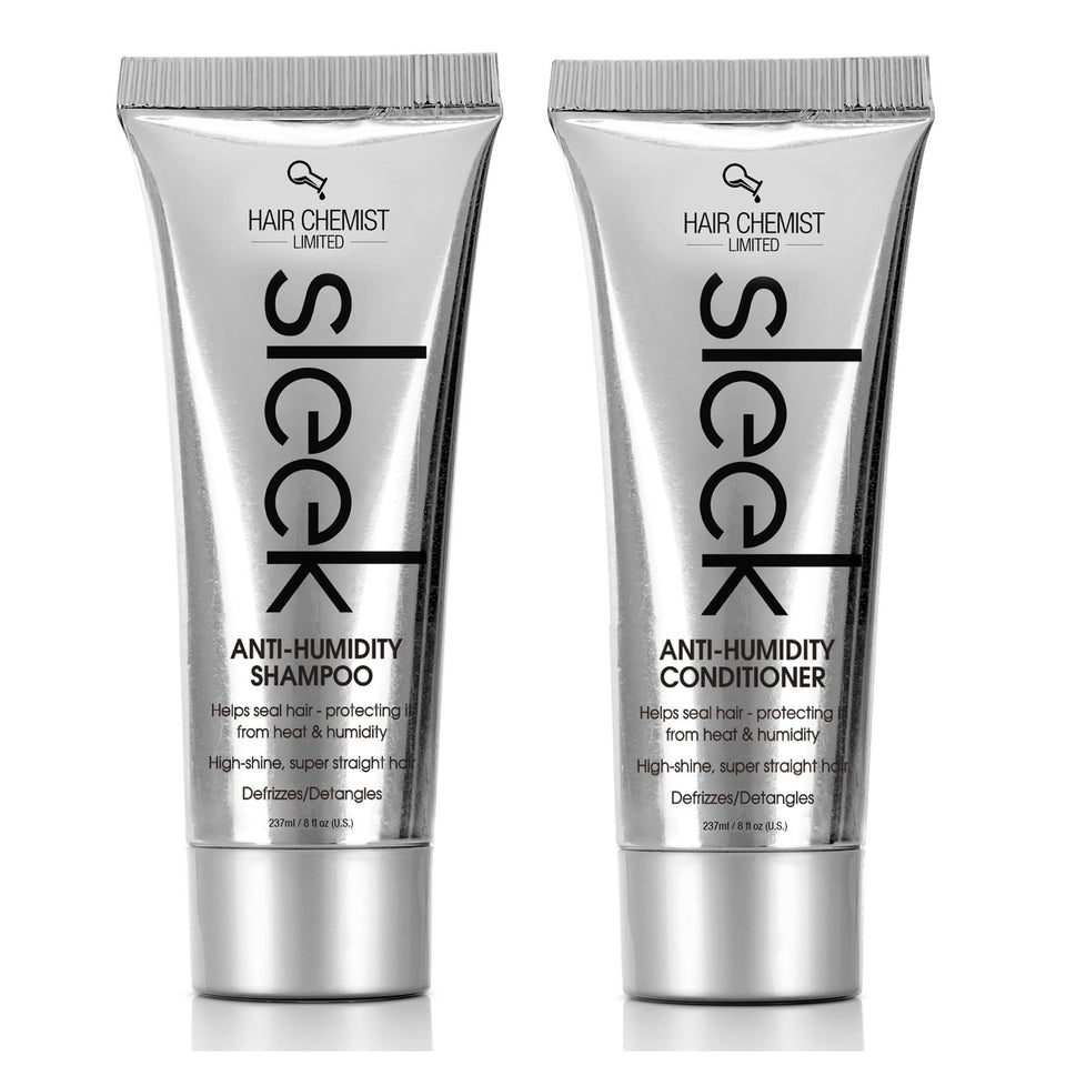 Hair Chemist Sleek shampoo bottle with anti-humidity protection for frizz control