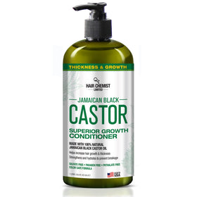 Hair Chemist Superior Growth Jamaican Black Castor Conditioner bottle promotes thicker hair without heaviness