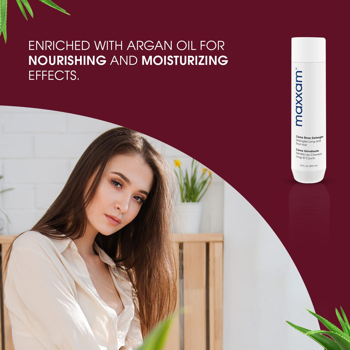 HAIR CLUB Maxxam Crème Rinse Detangler with argan-oil-ingredient supports shine.