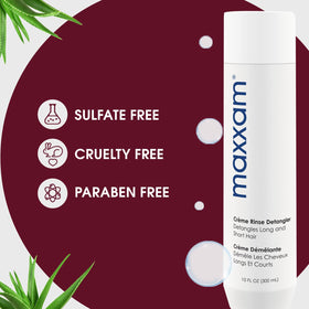 HAIR CLUB Maxxam Crème Rinse Detangler brushing-through-hair demonstrates tangle-free movement.
