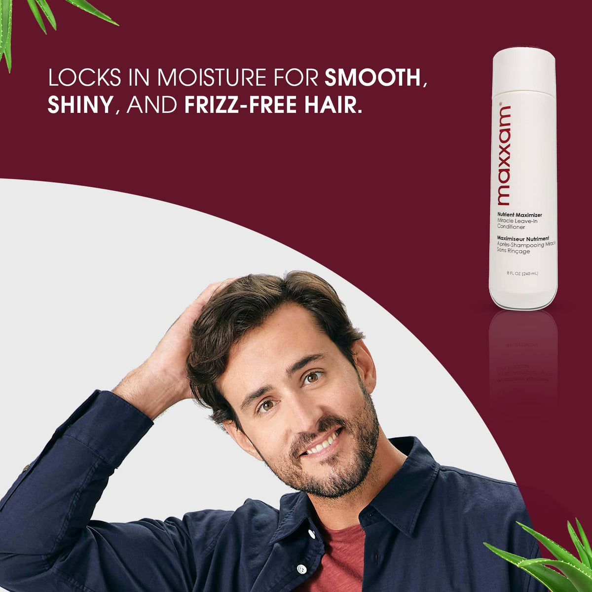 Applying HAIR CLUB Maxxam leave-in conditioner on damp hair for even distribution