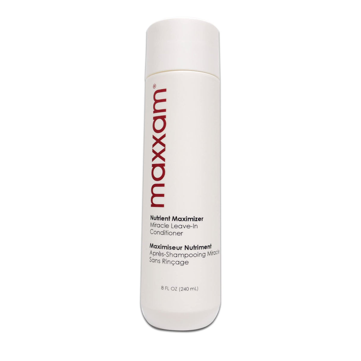 HAIR CLUB Maxxam leave-in conditioner bottle showing frizz control for smooth styling