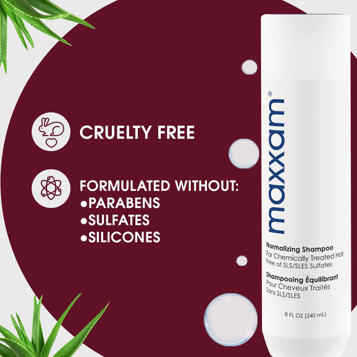 HAIR CLUB Maxxam bottle shows lemongrass and aloe hydration