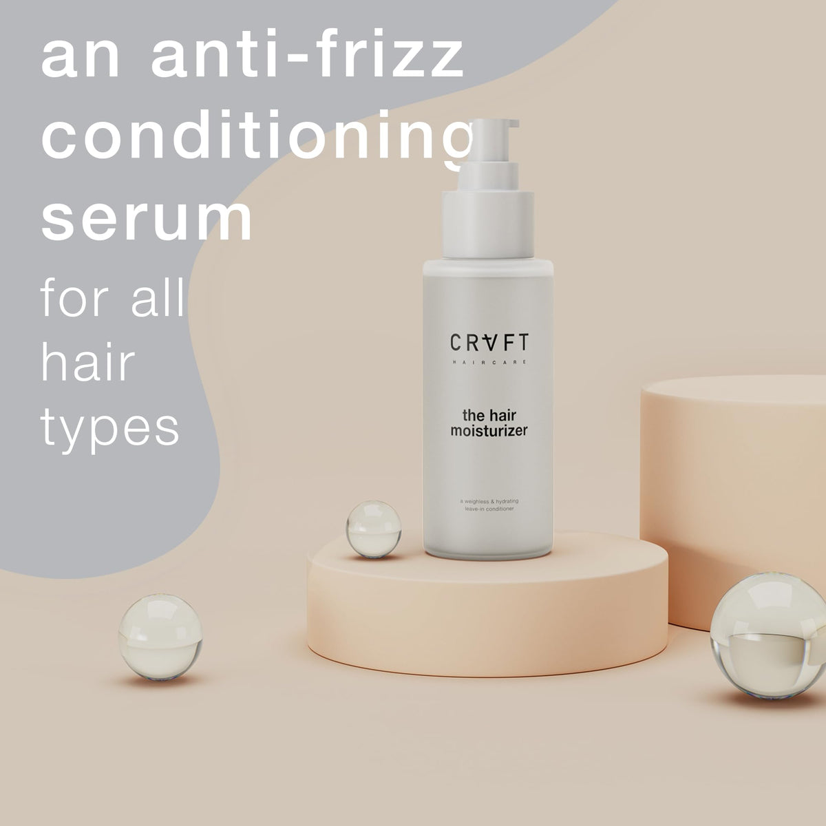 Hair Craft Co. CRVFT frizz control apply demonstrates sleek finish.
