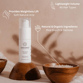 Hair Dance Volumizing Powder dispense demonstrates easy shake to loosen powder for even application.