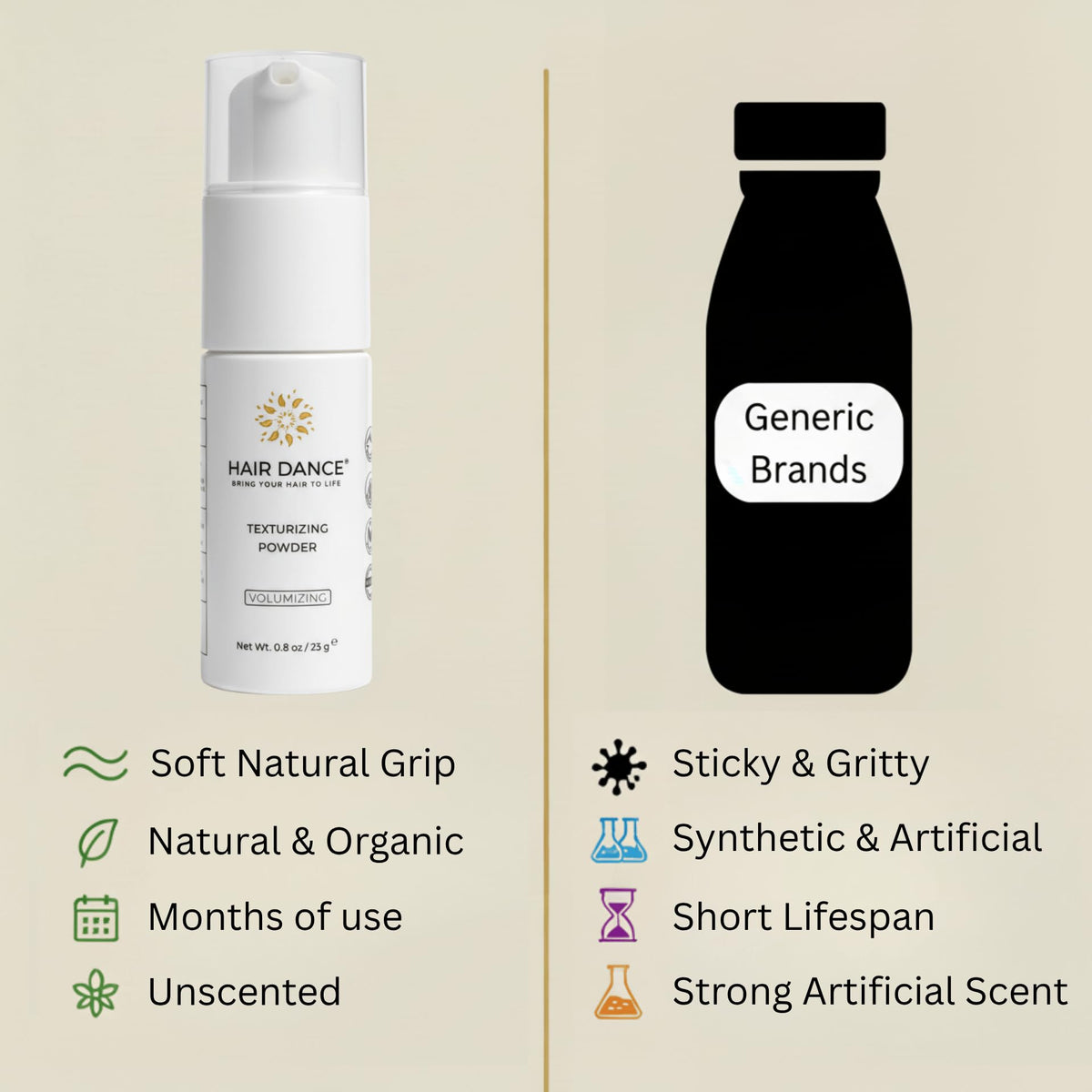 Hair Dance Volumizing Powder four-ingredients blend showcases simple natural formula.