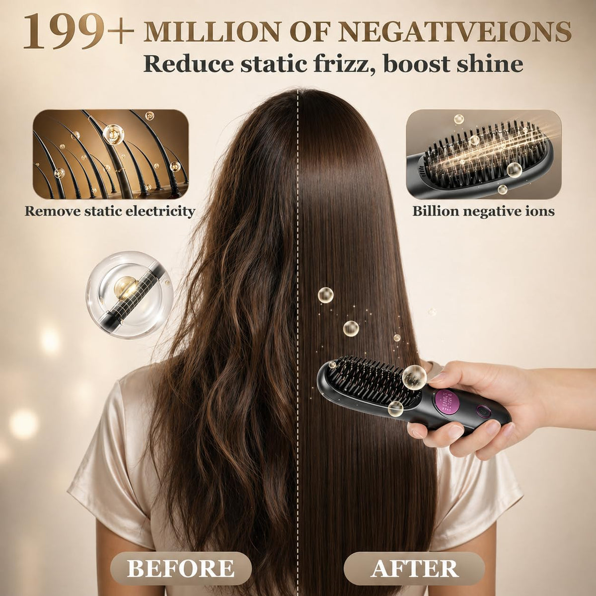 Go Brush Pro LED display provides precise temperature control during styling.