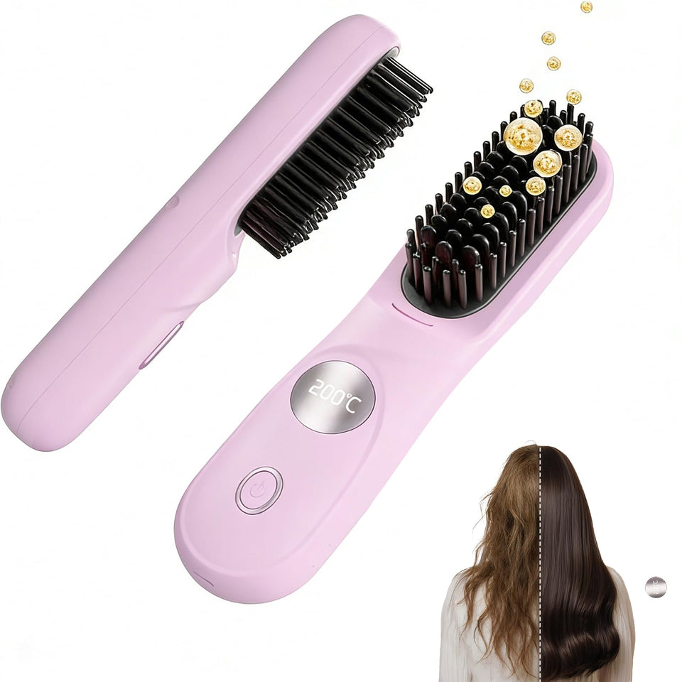 Hair Essence Go Brush Pro front view for short hair showing portable styling capability