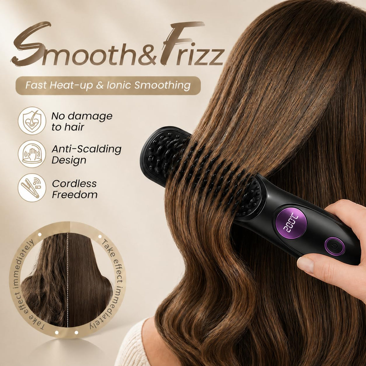 Hair Essence Go Brush Pro quick, streak-free straightening for short hair.
