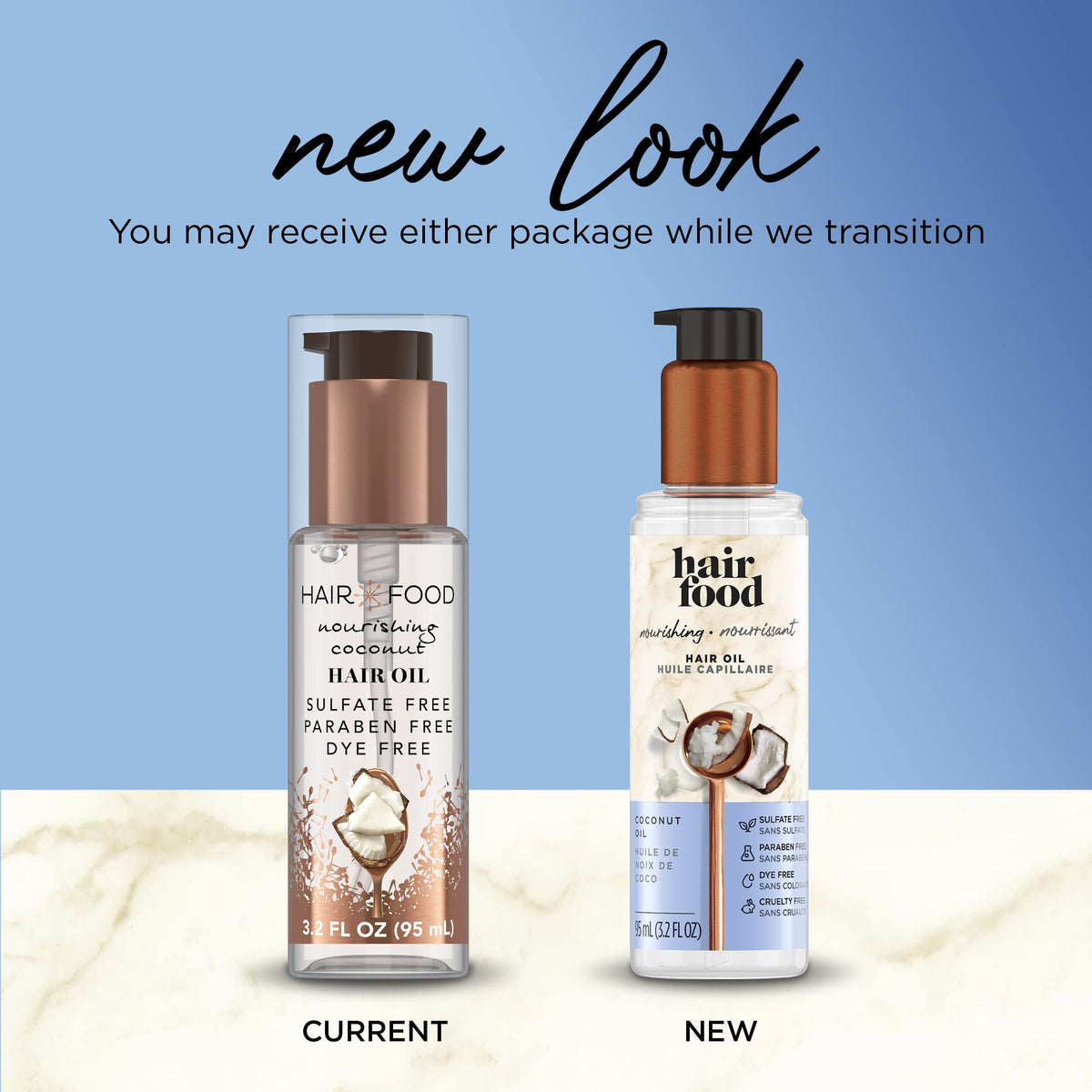 Hair Food Bottle Close-Up — smooth texture and coconut scent preview.