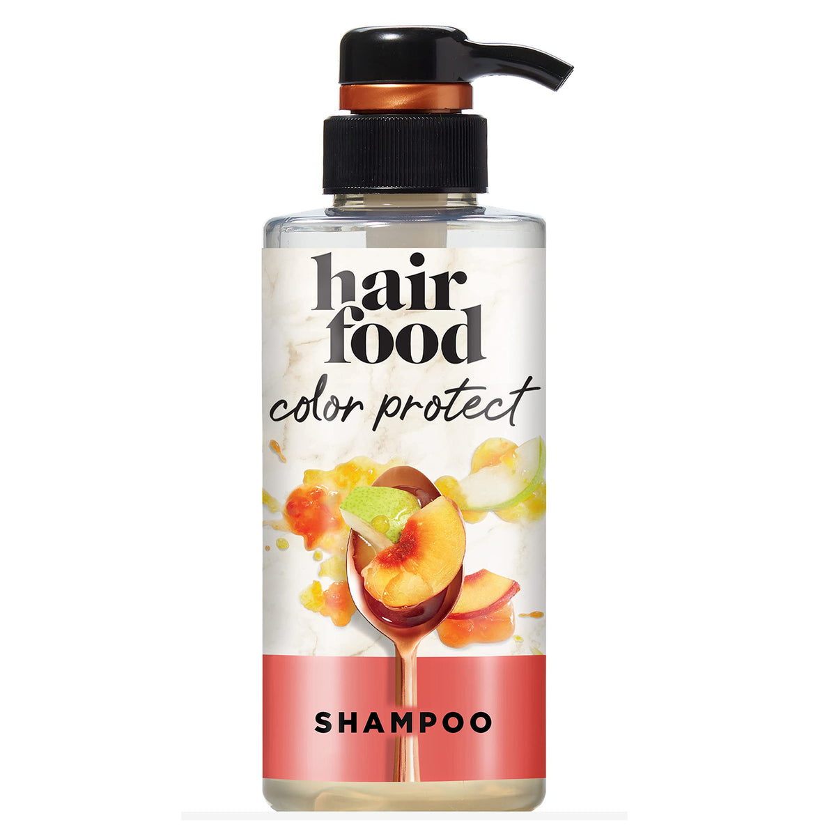 Hair Food Nectarine Pear Shampoo bottle showing color-safe formula for color-treated hair.