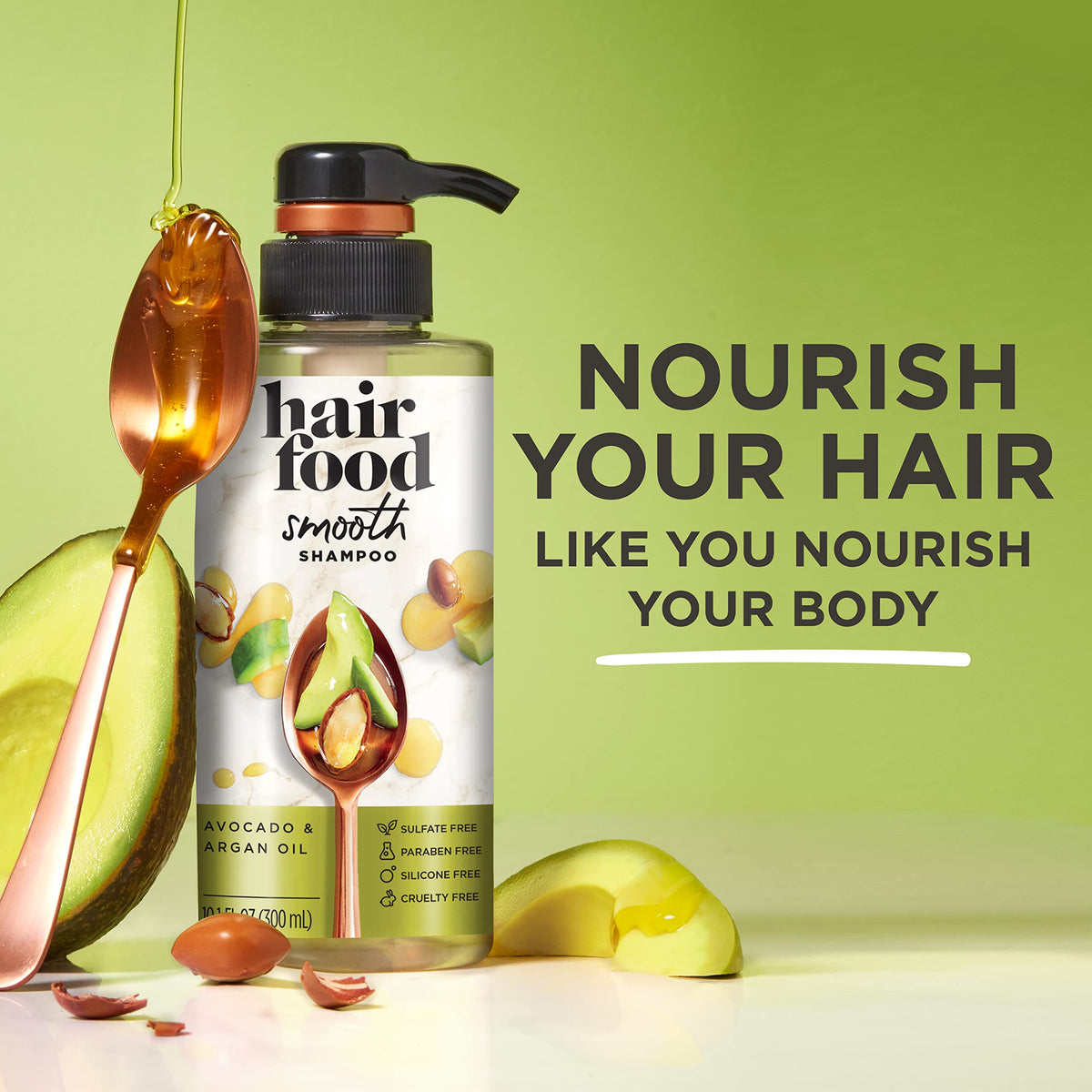 Hair Food Avocado & Argan oils droplets close-up